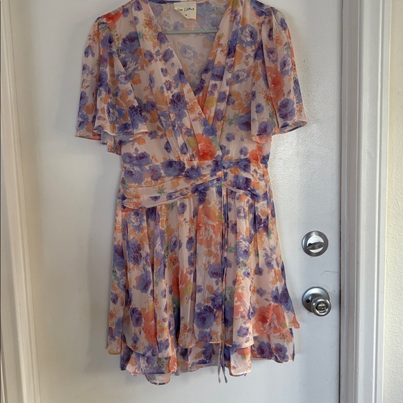 Zara Kids Floral Dress in Orange and Purple - Picture 2 of 9